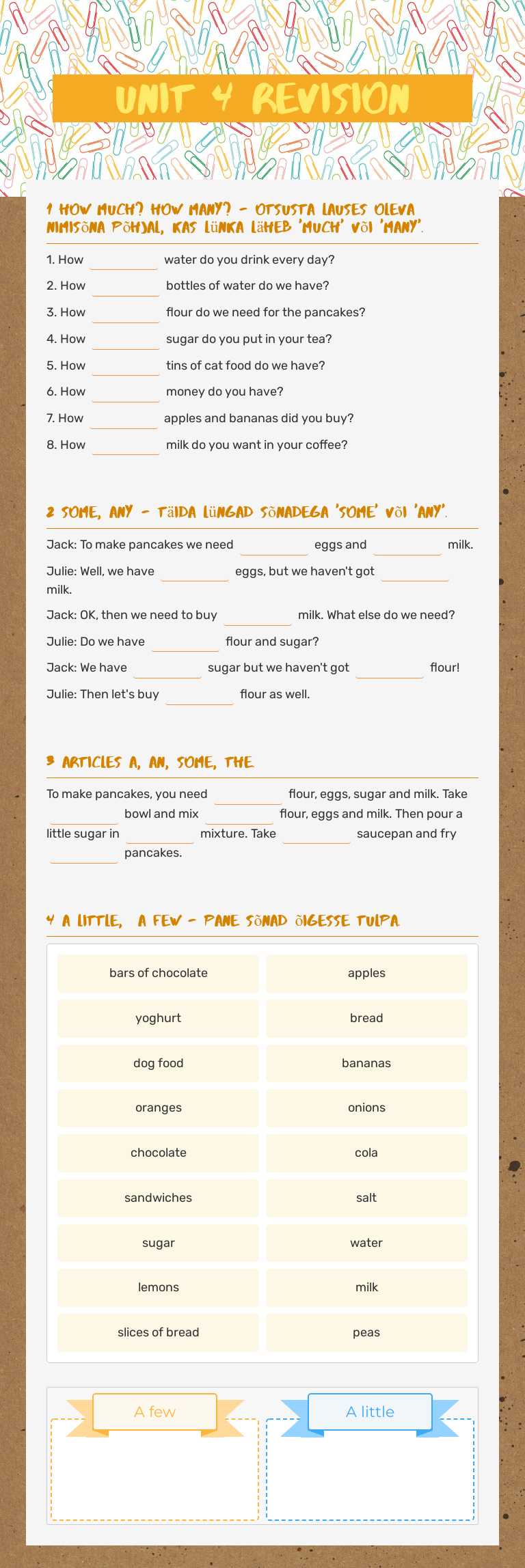 Unit 4 revision Grade 5 worksheet preview