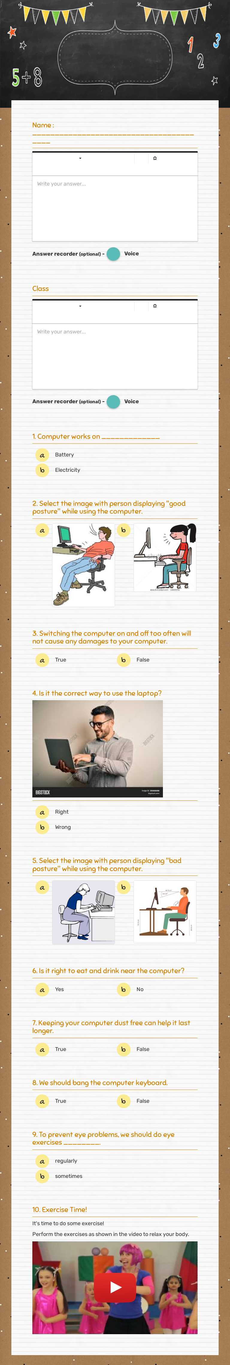 HealthY Computer Practices Grade 1 worksheet preview