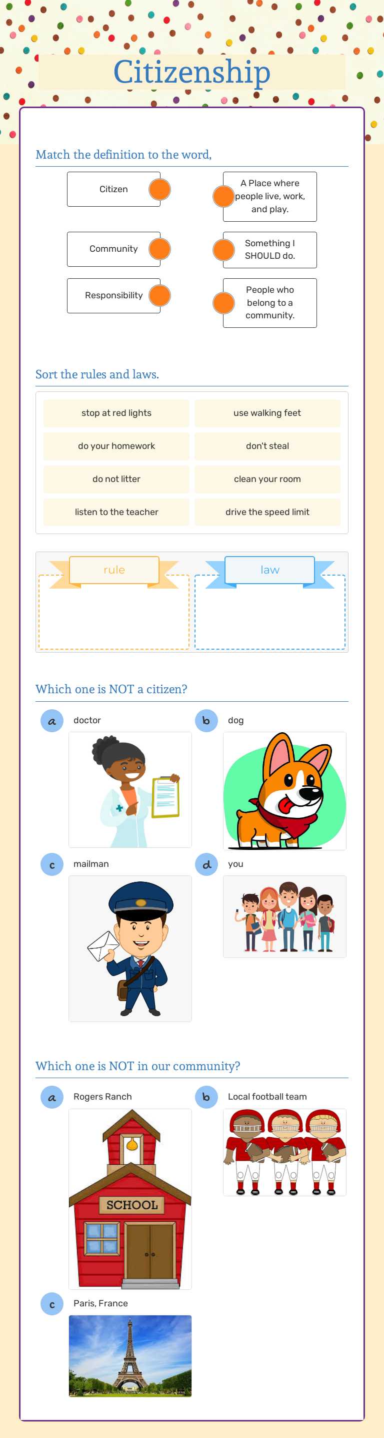 Citizenship Grade 3 worksheet preview