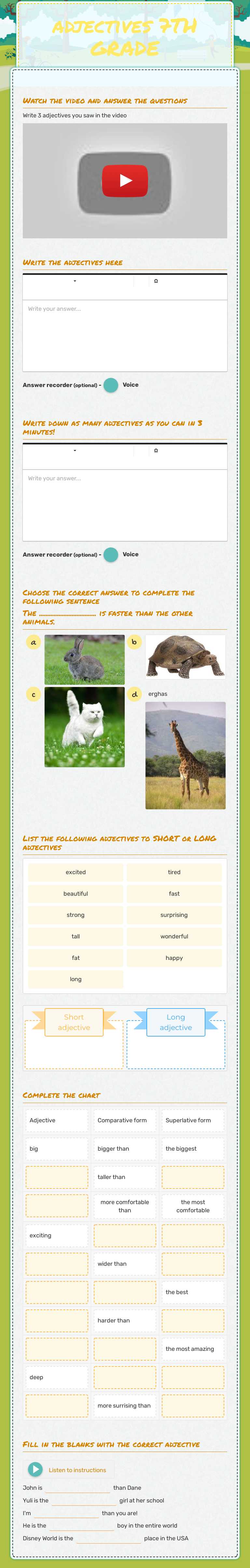 adjectives 7TH GRADE Grade 7 worksheet preview