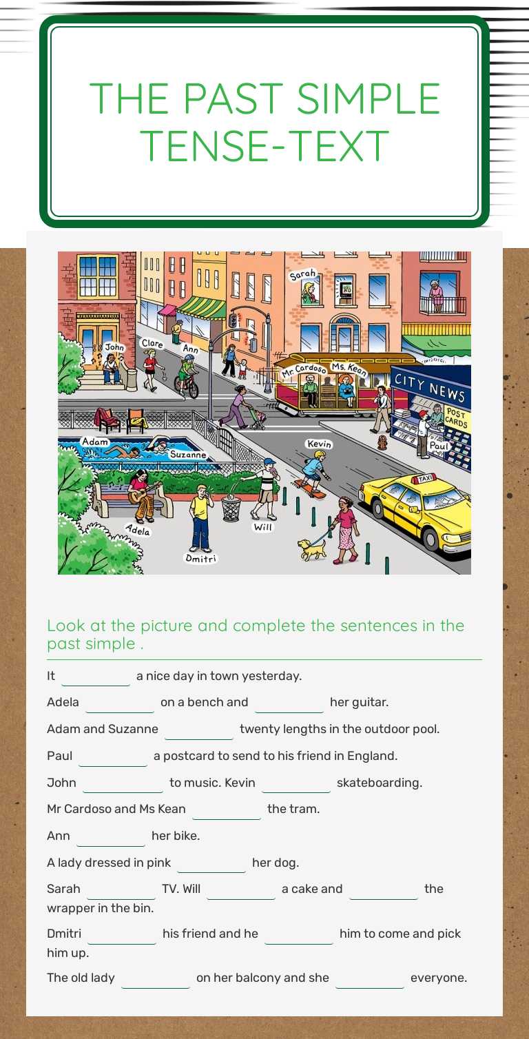 The past simple tense-text worksheet preview image