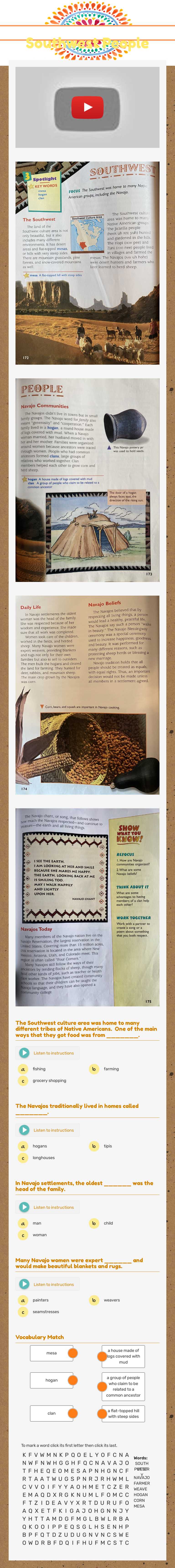 Southwest People worksheet preview image