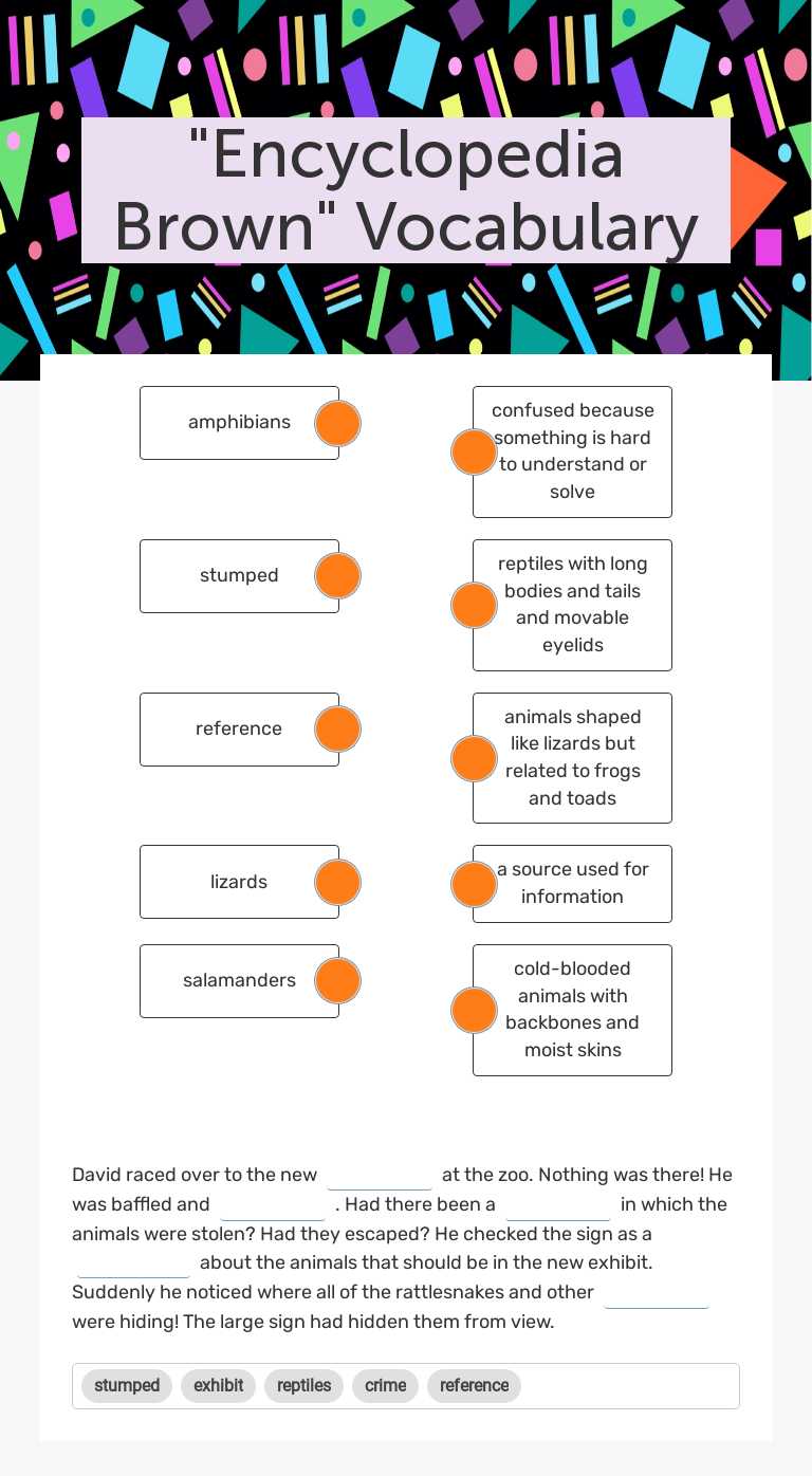 "Encyclopedia Brown" Vocabulary worksheet preview image