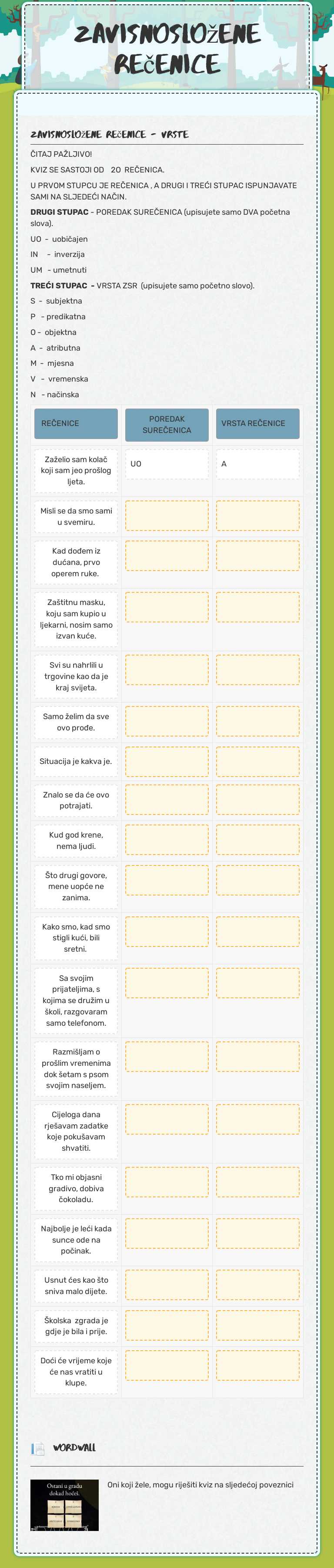 Zavisnosložene rečenice worksheet preview image