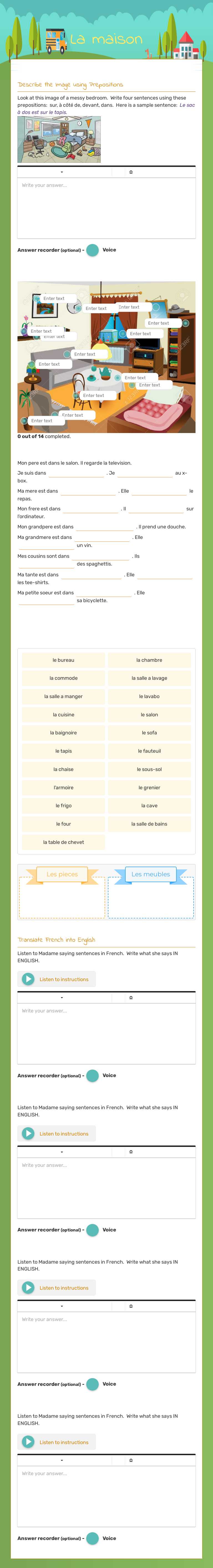 La maison Grade 3 worksheet preview
