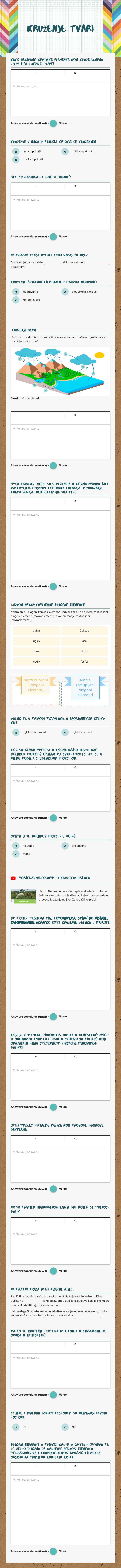 kruženje tvari worksheet preview image