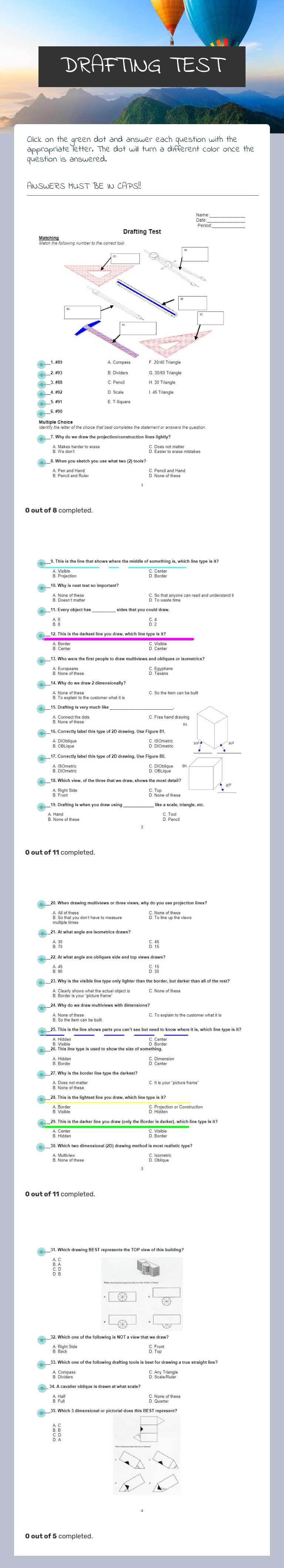DRAFTING TEST worksheet preview image