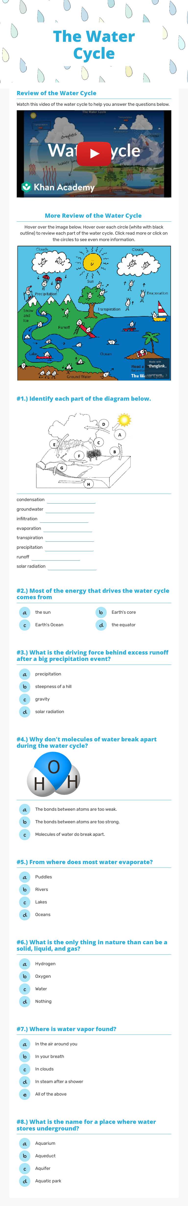 The Water Cycle worksheet preview image