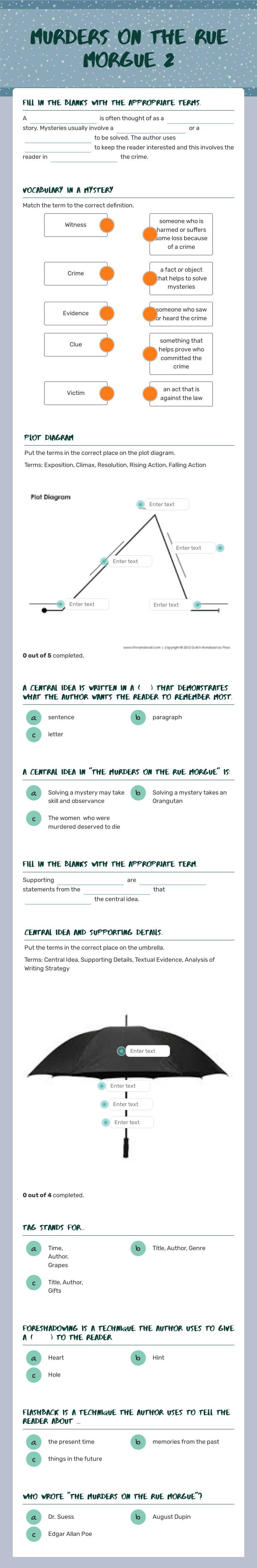 Murders on the Rue Morgue 2 worksheet preview image