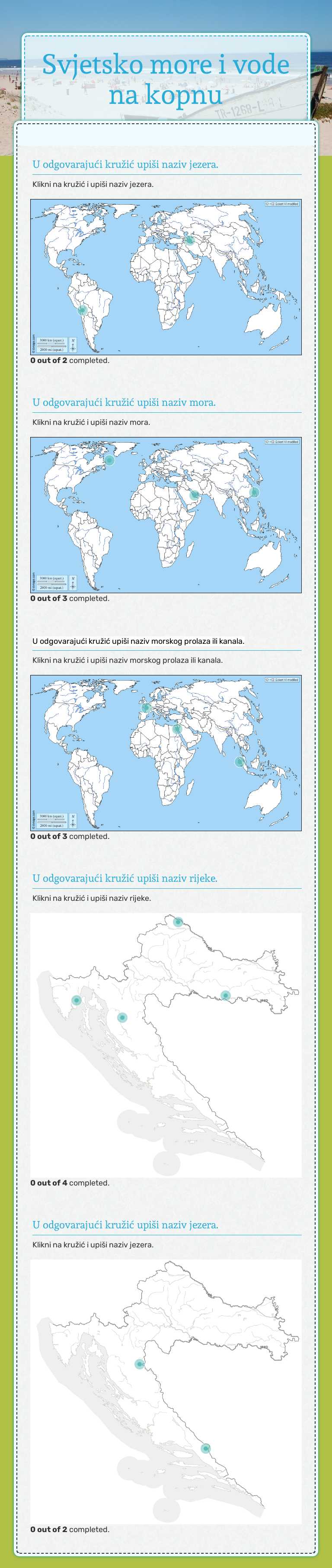 Svjetsko more i vode na kopnu worksheet preview