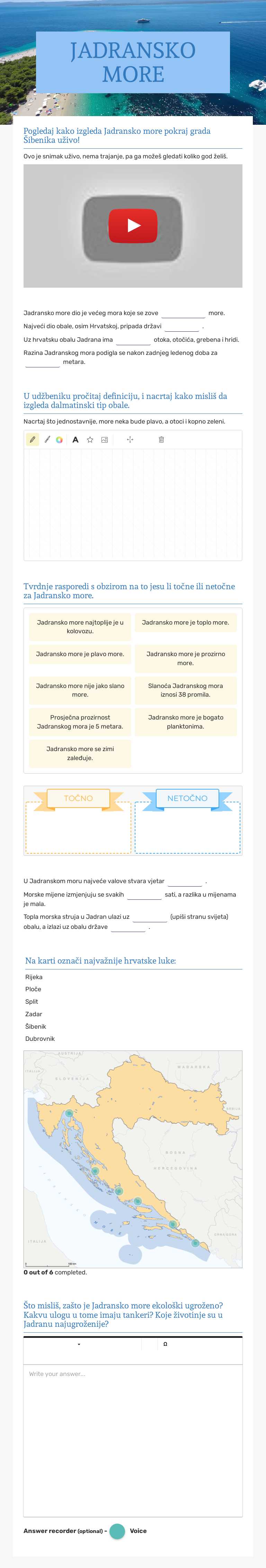 JADRANSKO MORE Grade 5 worksheet preview