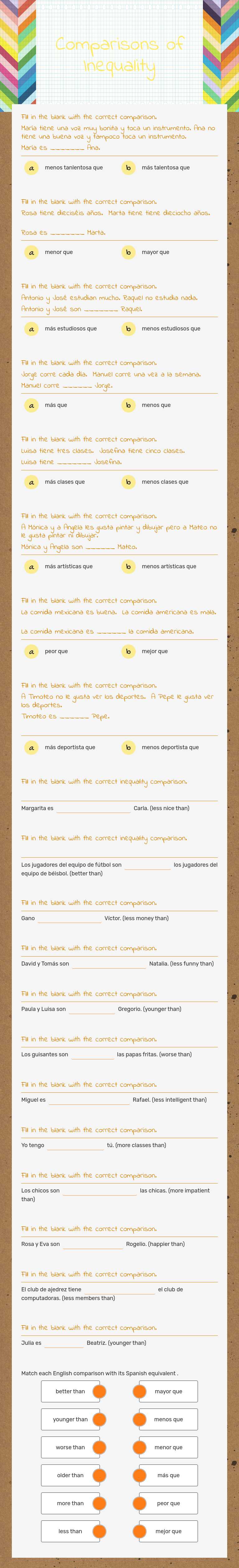 Comparisons of Inequality worksheet preview image