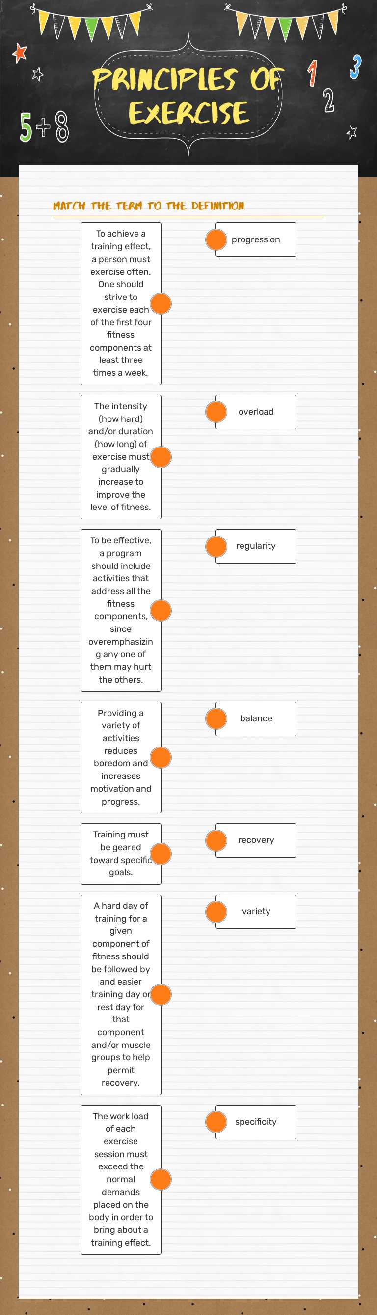 Principles of exercise worksheet preview image