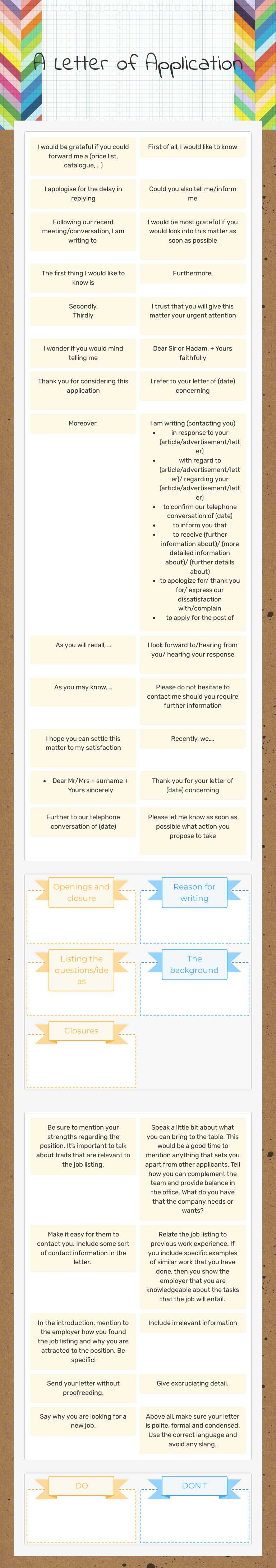 A Letter of Application Grade 1 worksheet preview