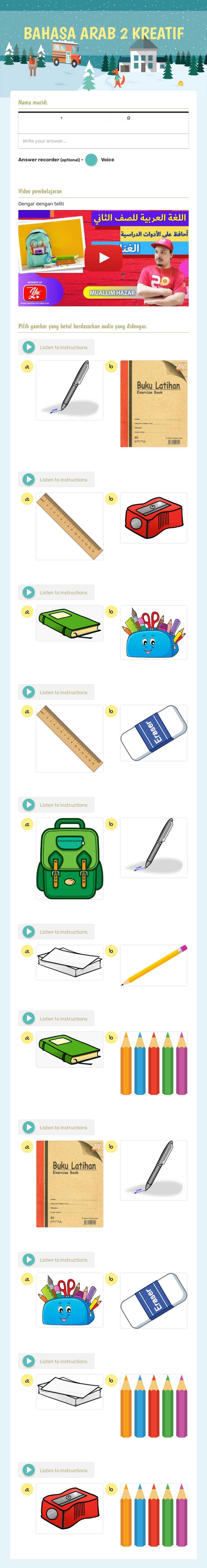 BAHASA ARAB 2 KREATIF worksheet preview