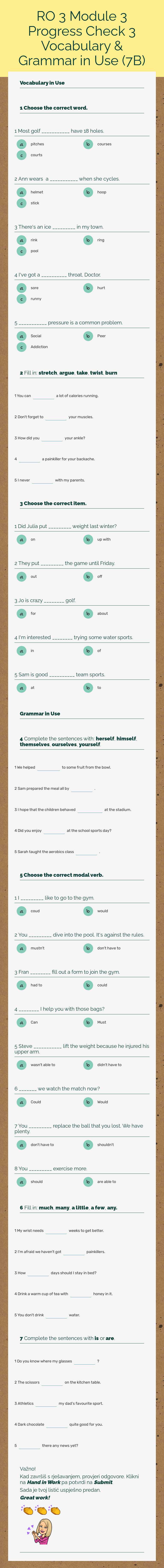 RO 3 Module 3            
 Progress Check 3  
Vocabulary & Grammar in Use (7B) worksheet preview image