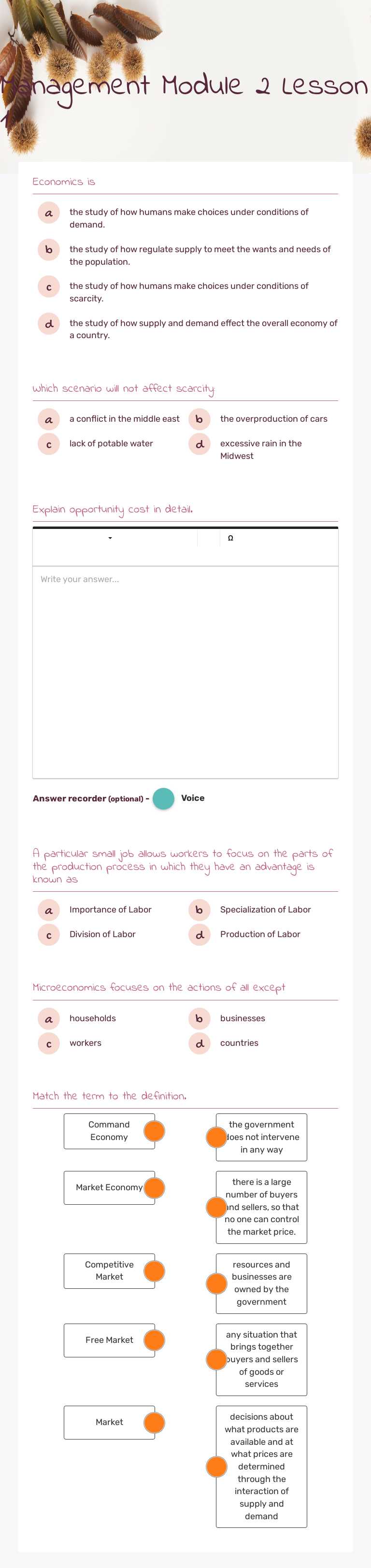 Management Module 2 Lesson 1 worksheet preview image