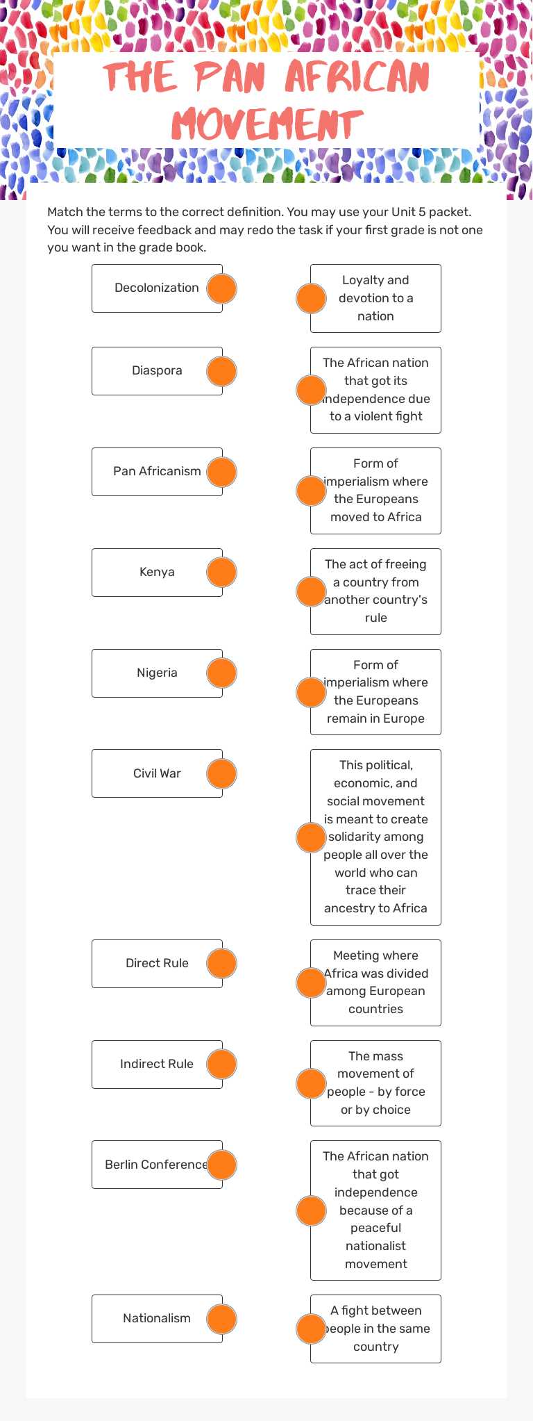The Pan African Movement worksheet preview image