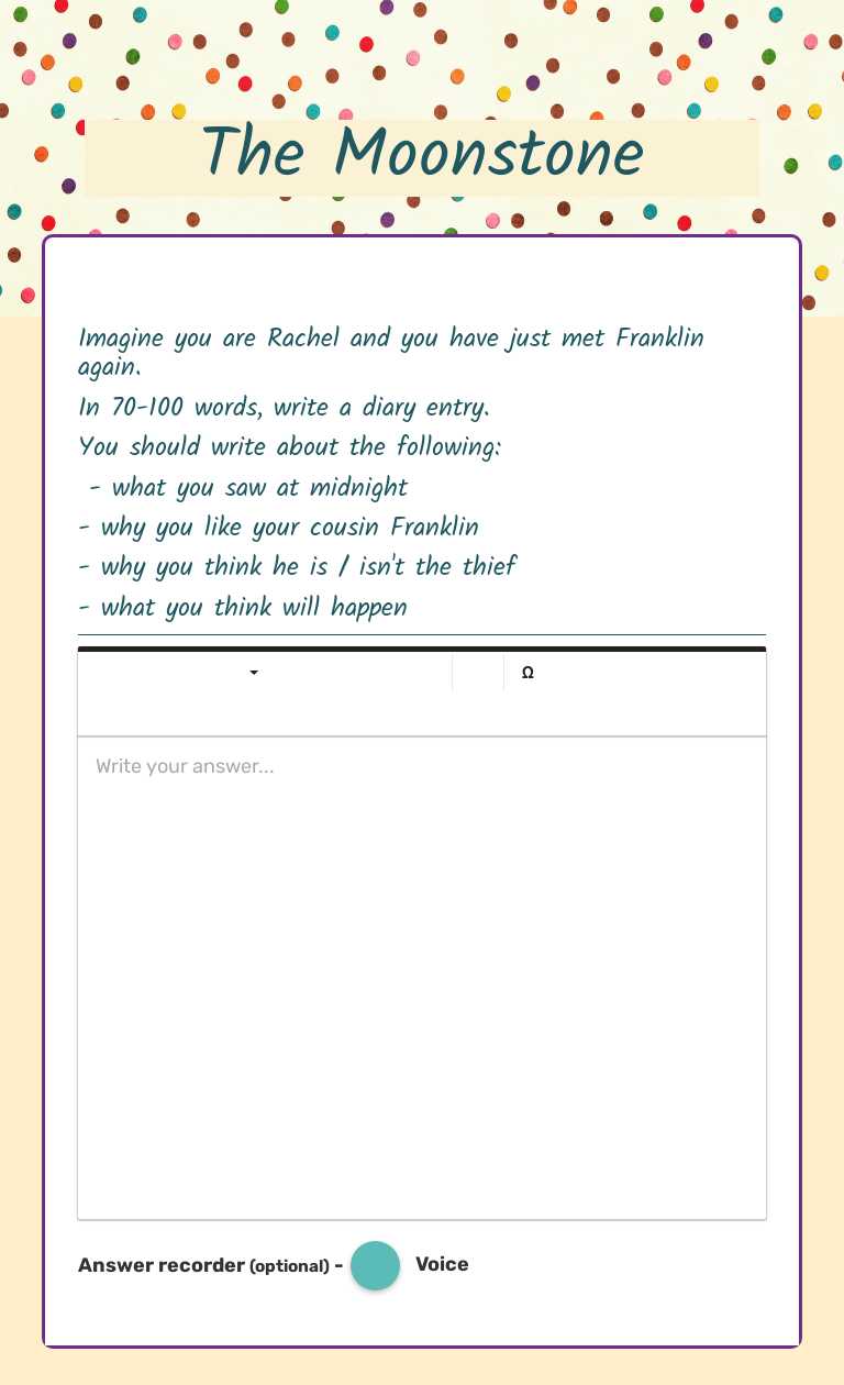 The Moonstone worksheet preview image