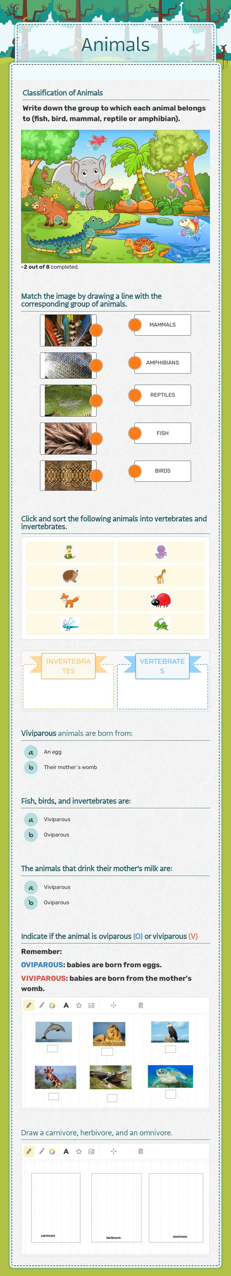 Animals worksheet preview image