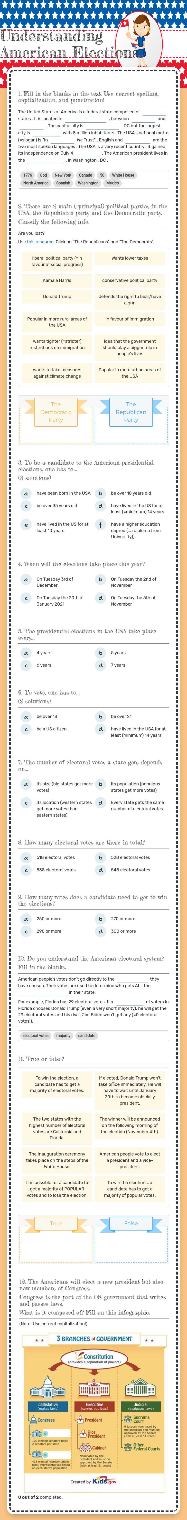 Understanding 
American Elections worksheet preview image