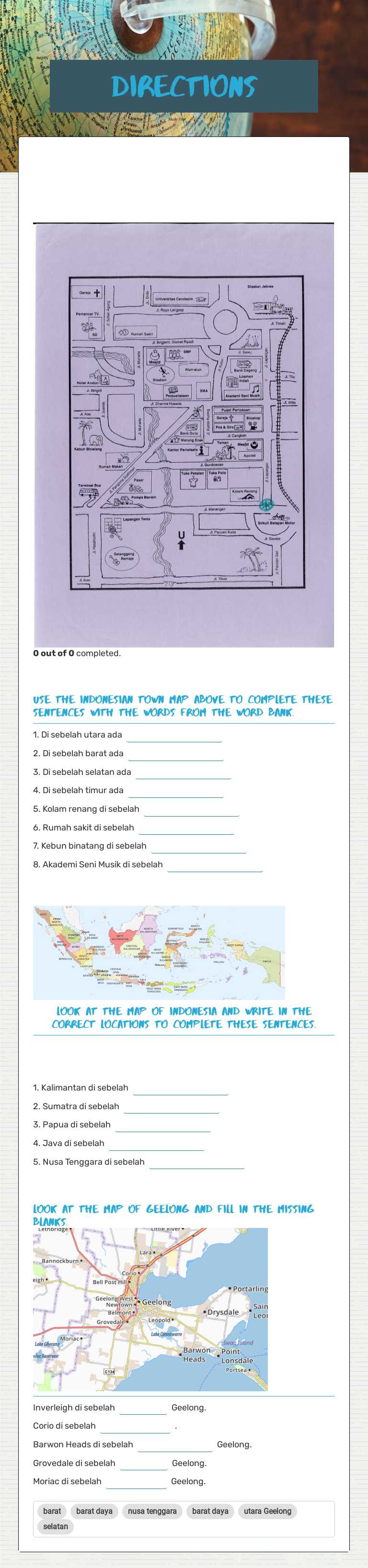 Directions worksheet preview image
