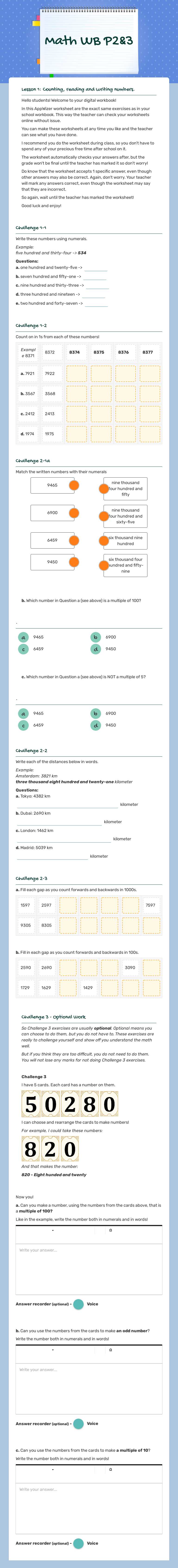 Math WB P2&3 worksheet preview image