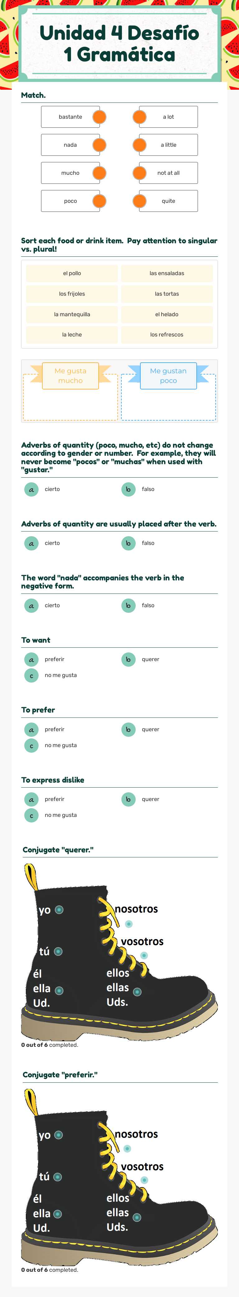 Unidad 4 Desafío 1 Gramática Grade 8 worksheet preview