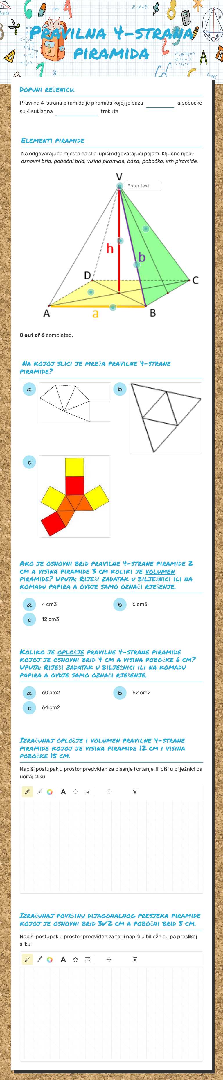 Pravilna 4-strana piramida worksheet preview image