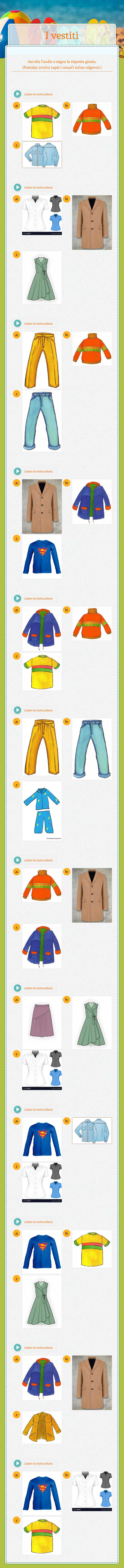 I vestiti Grade 4 worksheet preview