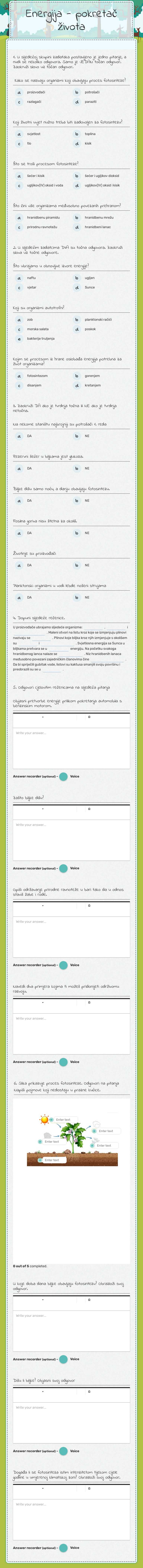 Energija - pokretač života worksheet preview image