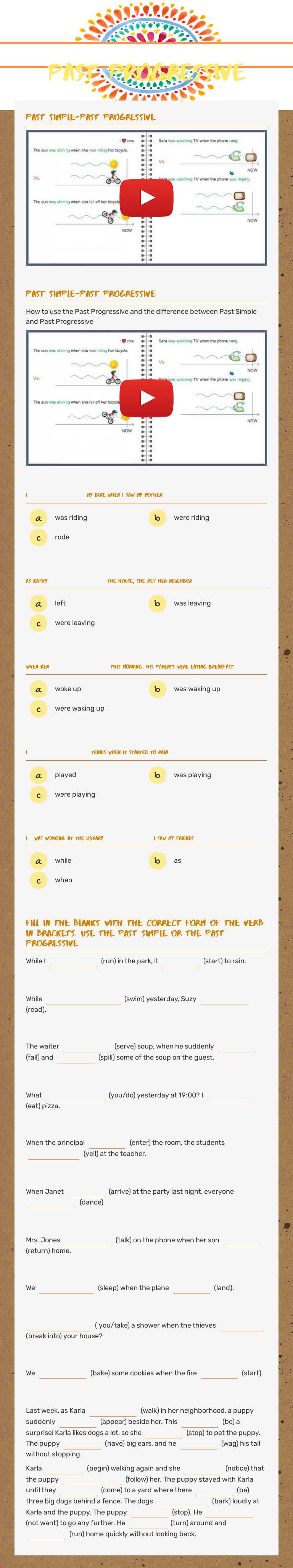 PAST PROGRESSIVE worksheet preview image