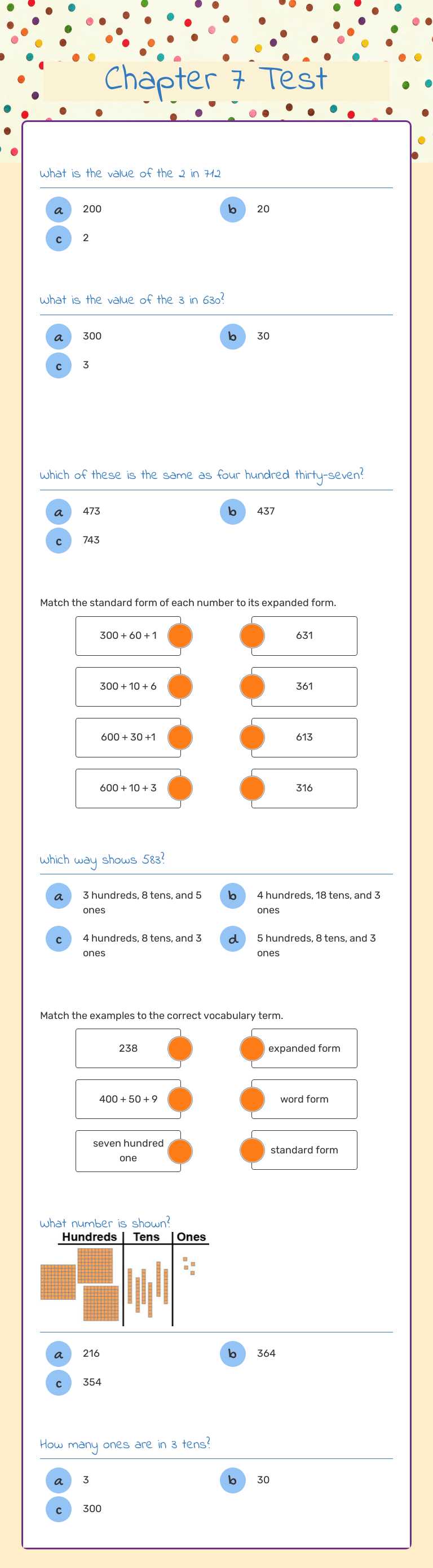Master 2nd grade place value with fun worksheets! | Chapter 7 Test by ...