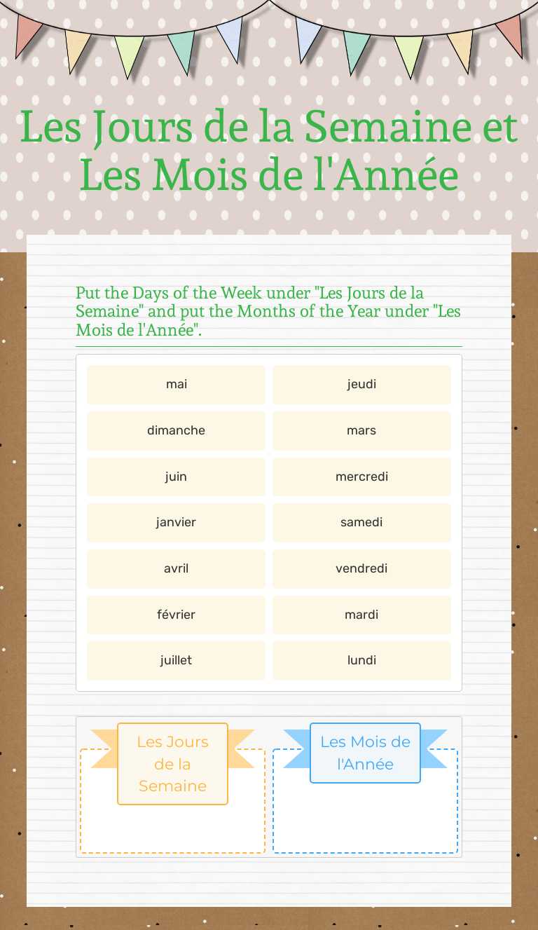 Les Jours de la Semaine et 
Les Mois de l'Année worksheet preview image
