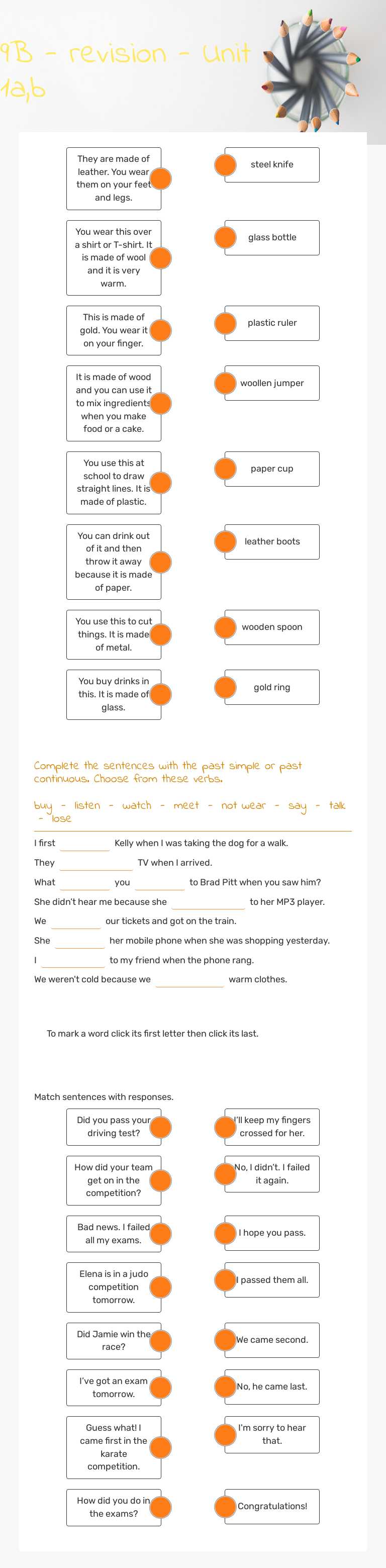 9B - revision - Unit 1a,b worksheet preview image