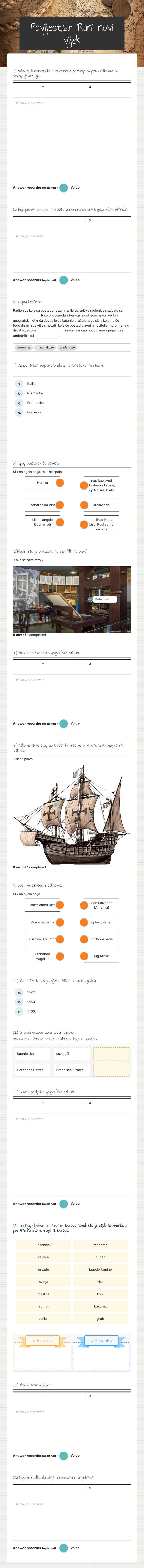 Povijest,6.r Rani novi vijek worksheet preview image