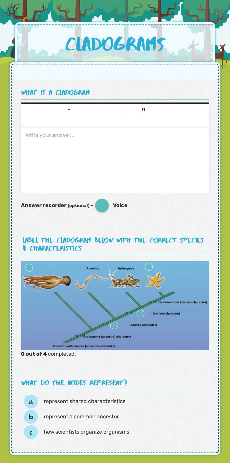 Cladograms worksheet preview image