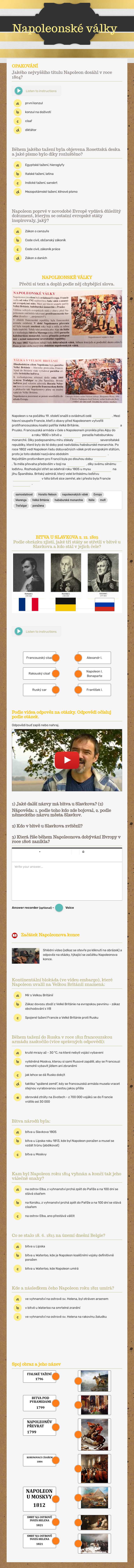 Napoleonské války worksheet preview image