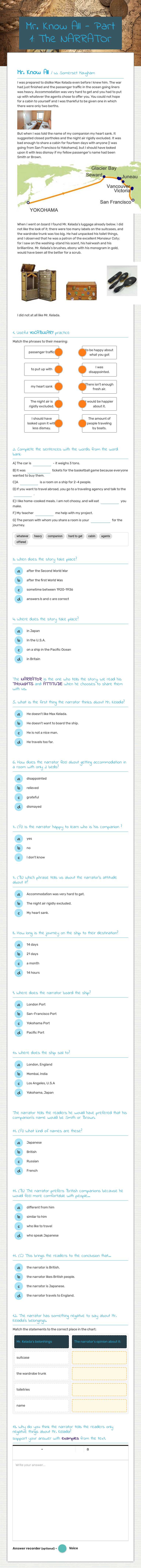 Mr. Know All - Part 1: The NARRATOr Grade 10 worksheet preview