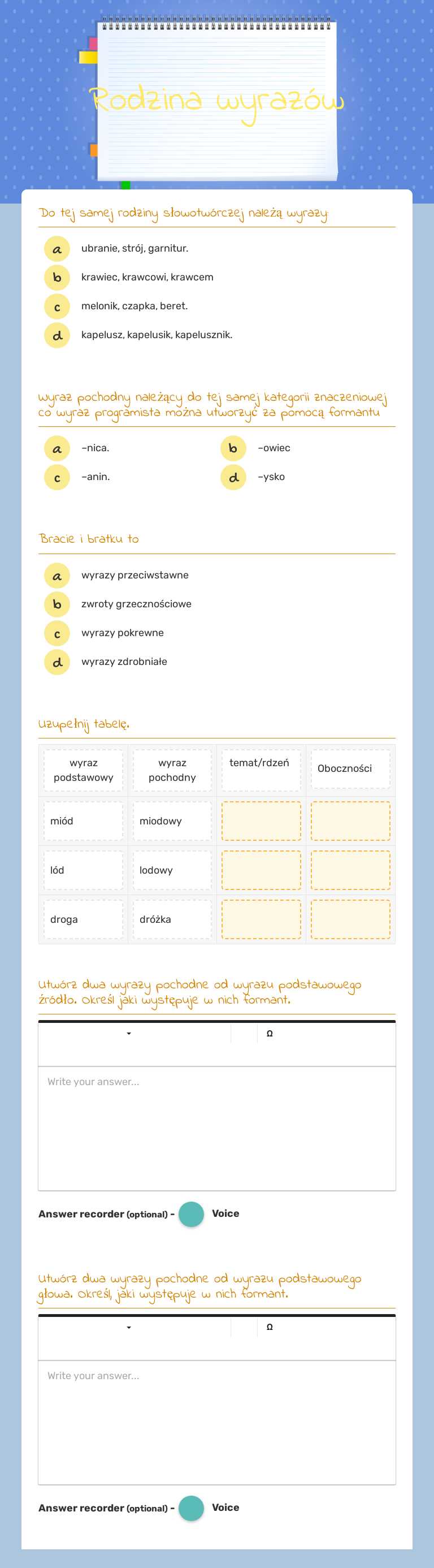 Rodzina wyrazów worksheet preview image