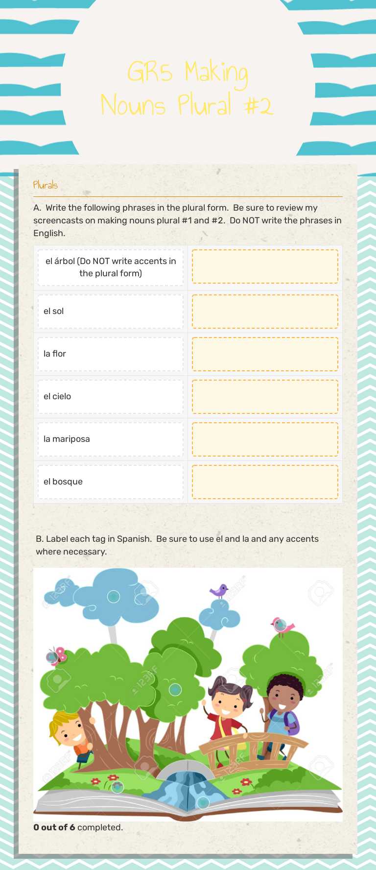 GR5 Making Nouns Plural #2 Grade 5 worksheet preview