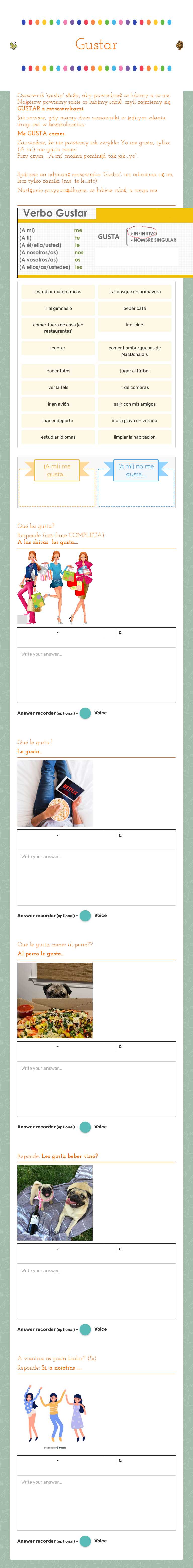 Gustar worksheet preview image