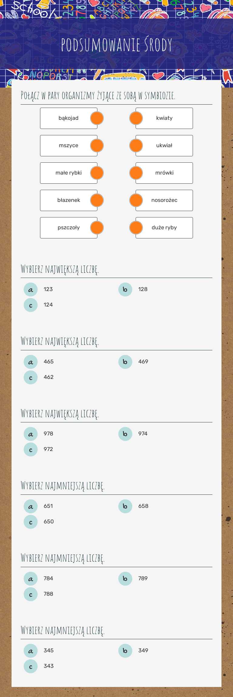 podsumowanie środy worksheet preview image