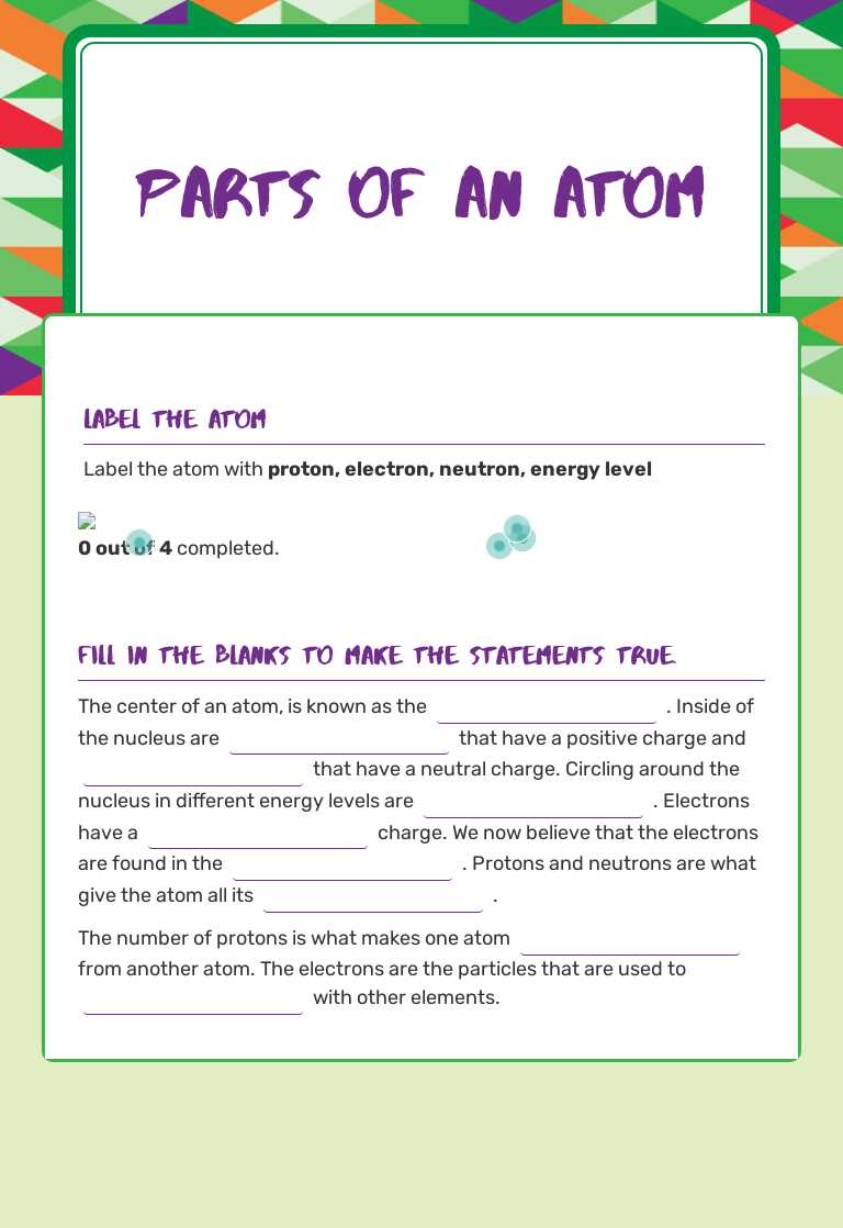 Parts 
of an Atom worksheet preview image