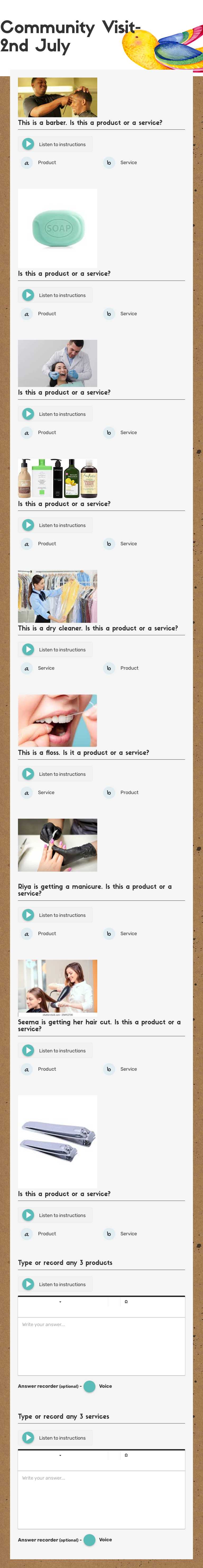 Community Visit- 2nd July worksheet preview image
