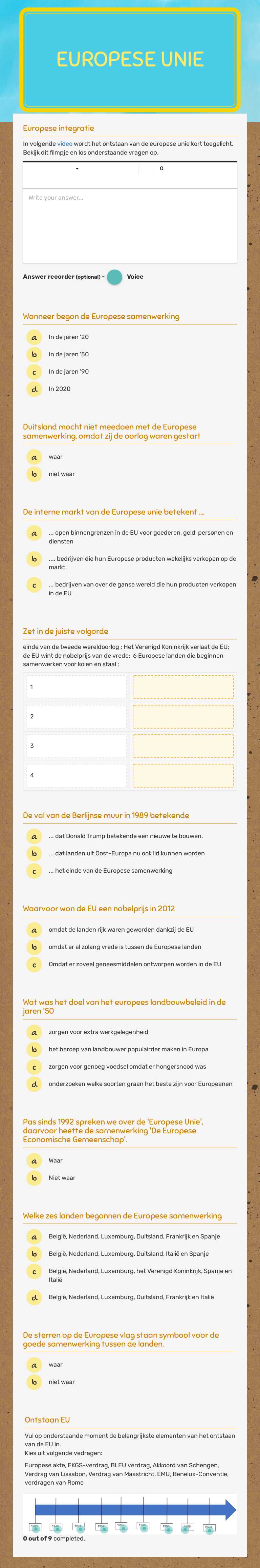 Europese unie Other worksheet preview