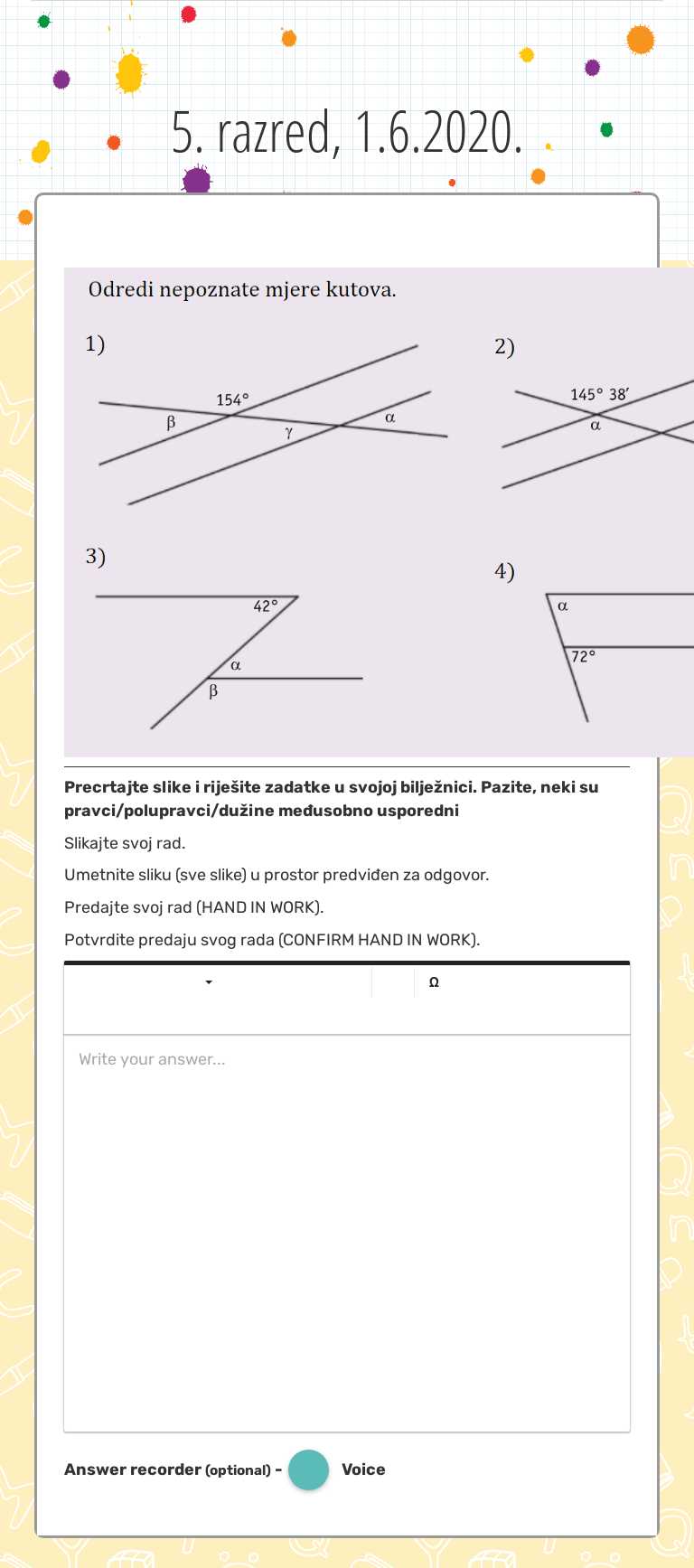 5. razred, 1.6.2020. worksheet preview image