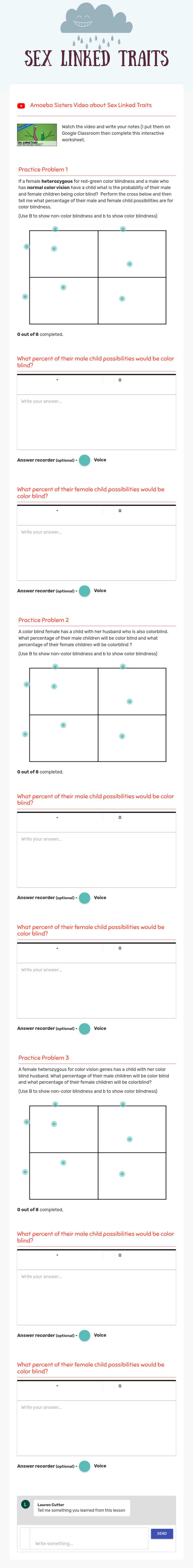 Sex Linked Traits worksheet preview image