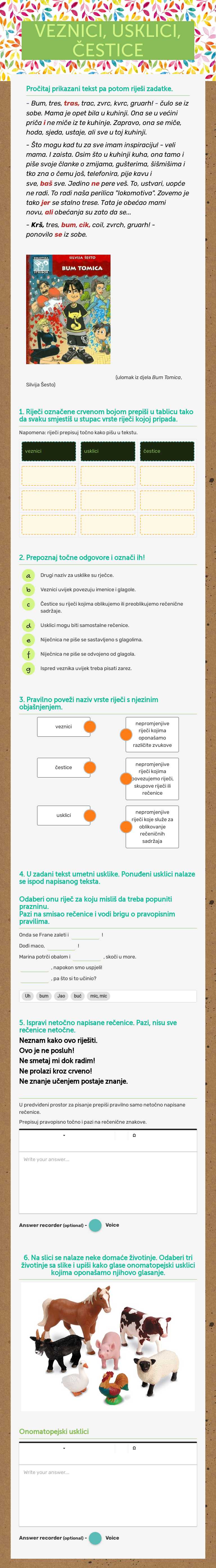 VEZNICI, USKLICI, ČESTICE worksheet preview image