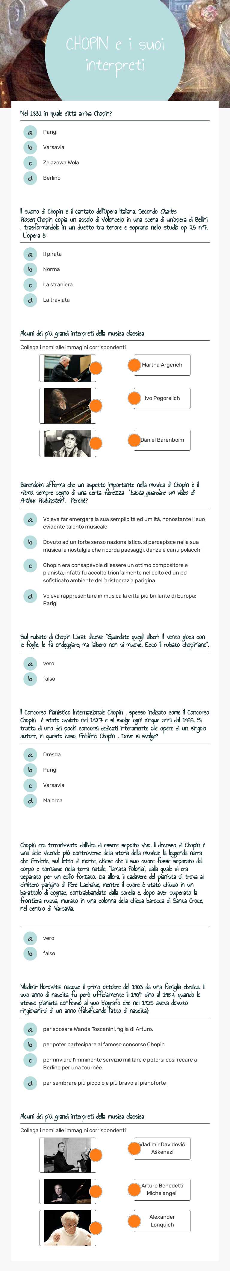CHOPIN e i suoi interpreti Other worksheet preview